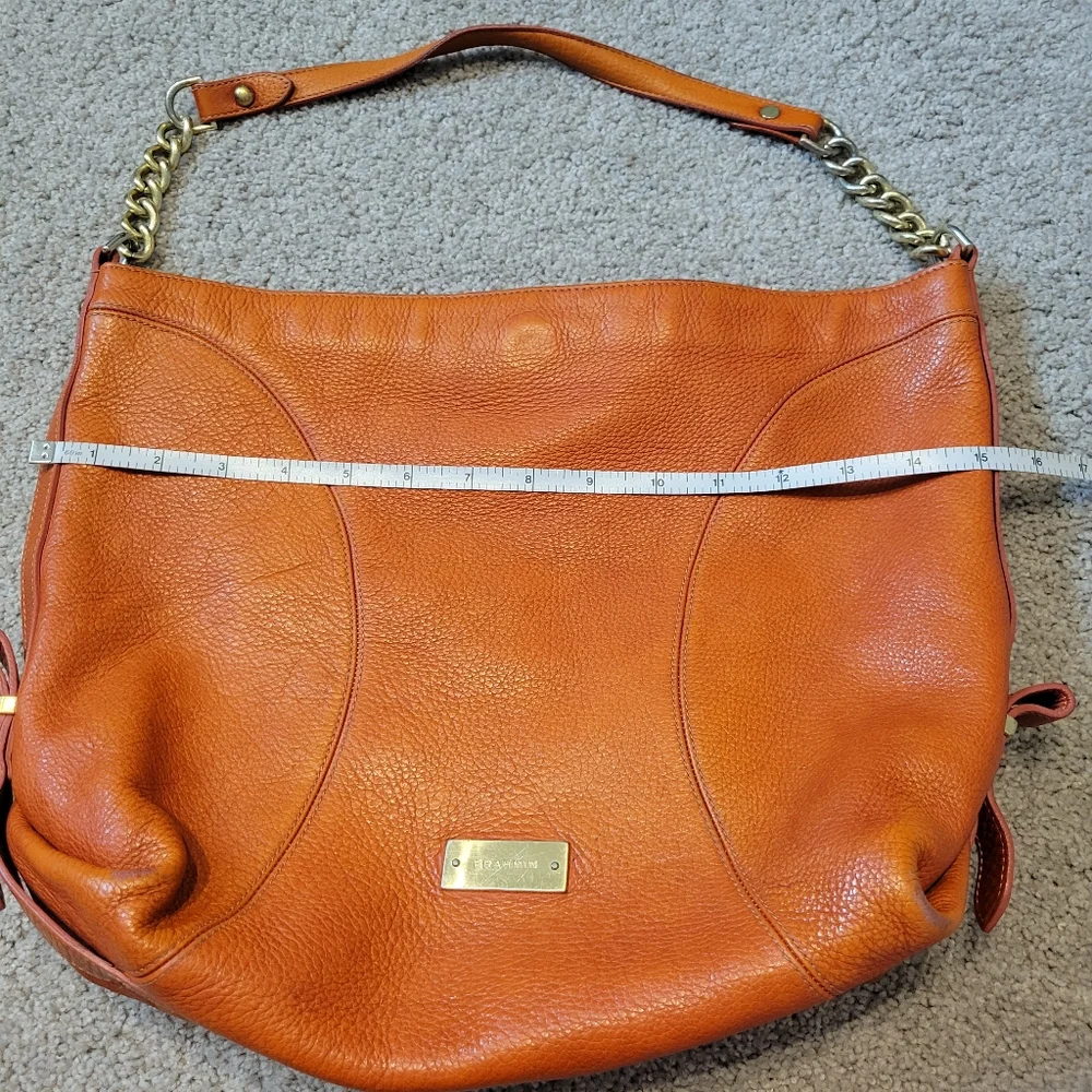 Brahmin Hailey Soft Orange Pebble Leather Hobo Bag